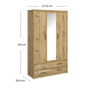 Szafa AYSON 3d4s dąb artisan wymiary.webp